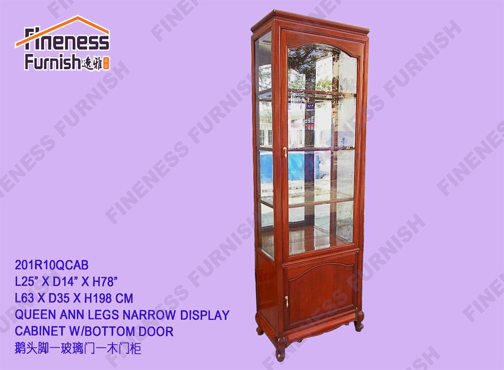 Queen Ann Legs narrow Display cabinet W/Bottom Door
