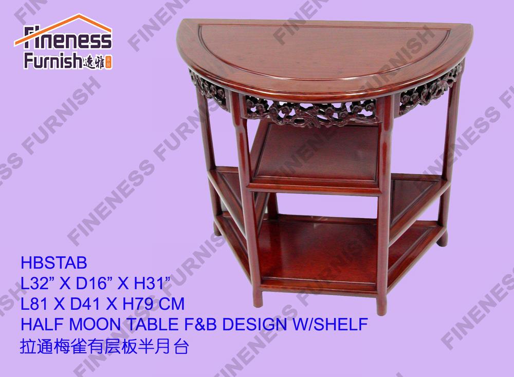 Half Moon Table F&B Design W/ Shelf
