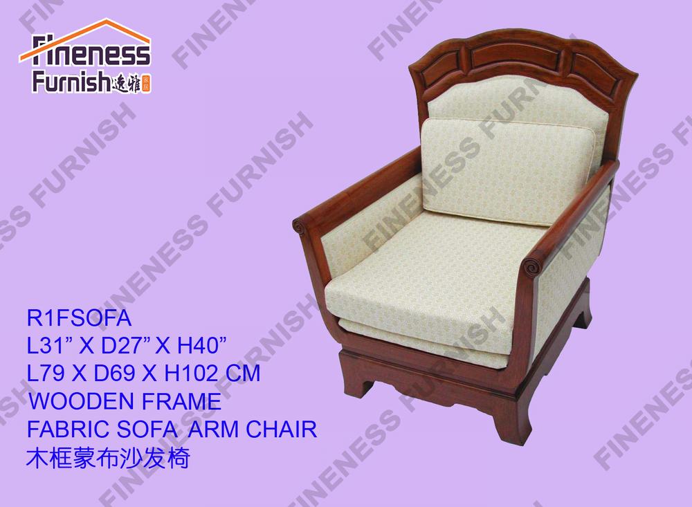 Wooden Frame Fabric Sofa Arm Chair