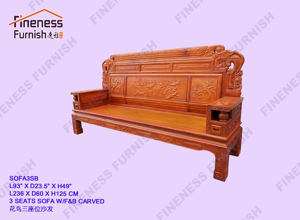 3 Seats Sofa W/F&B Carved