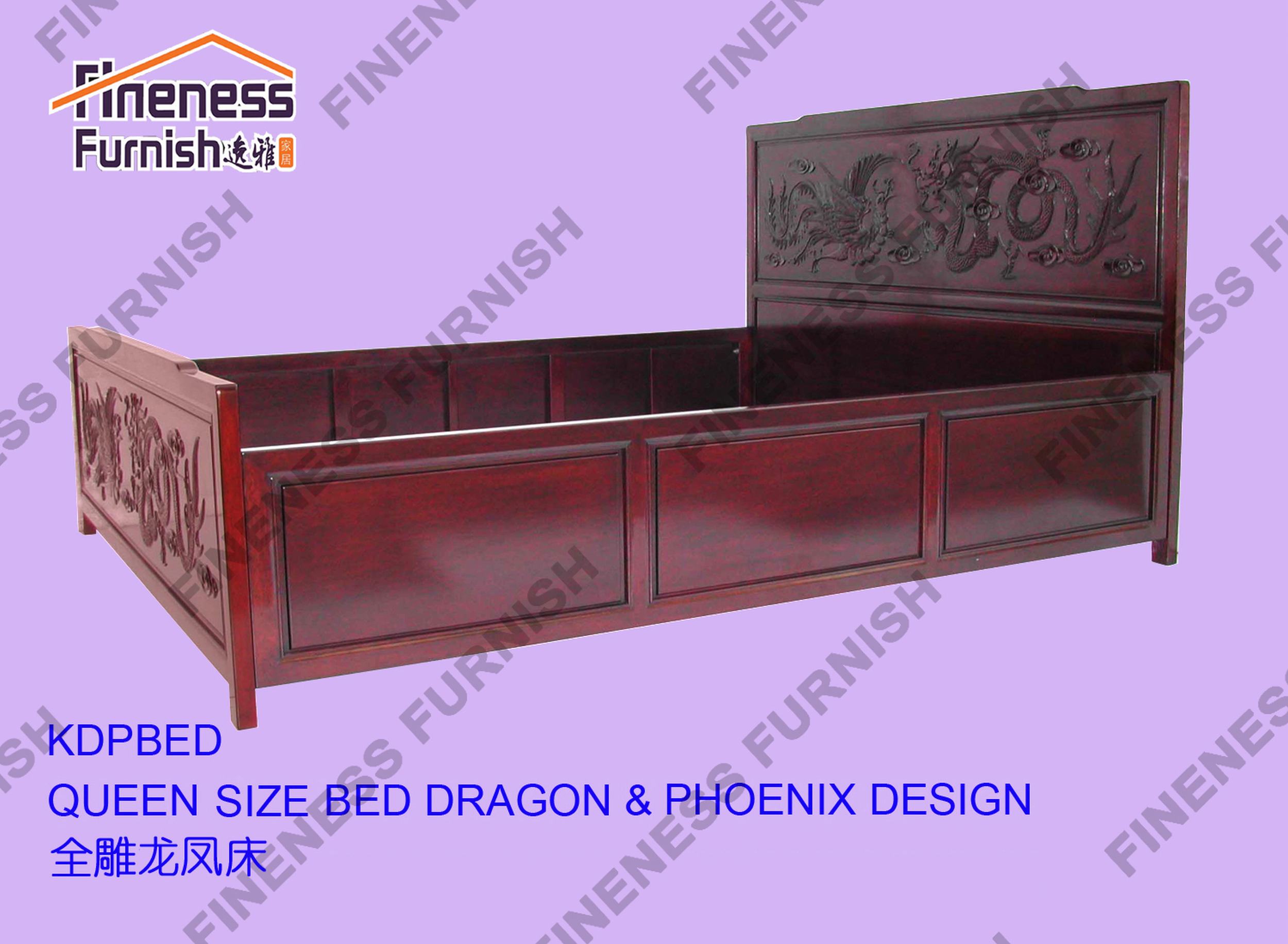 Queen Size Bed Dragon & Phoenix Design