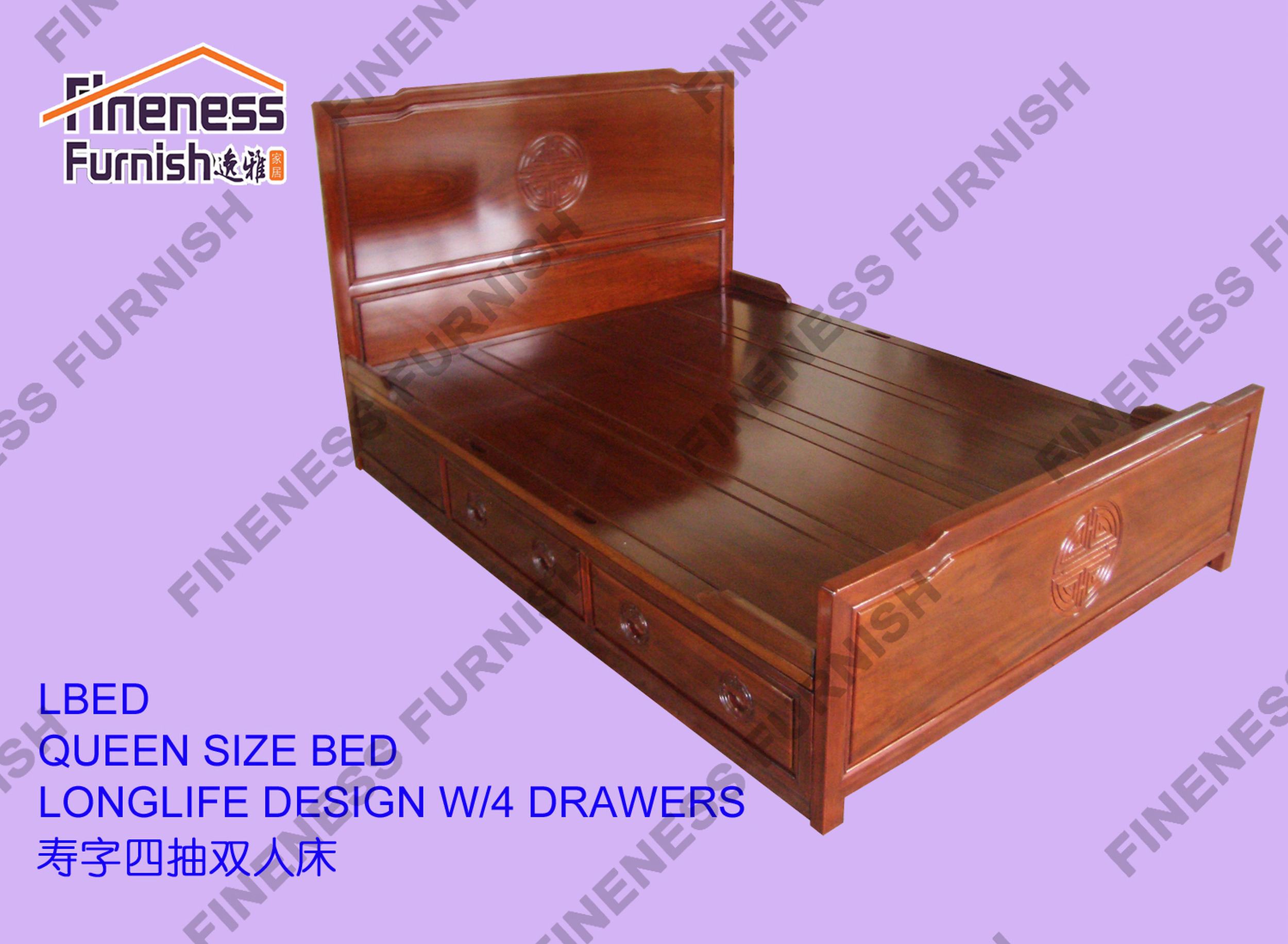Queen Size Bed Longlife Design W/4 Drawers