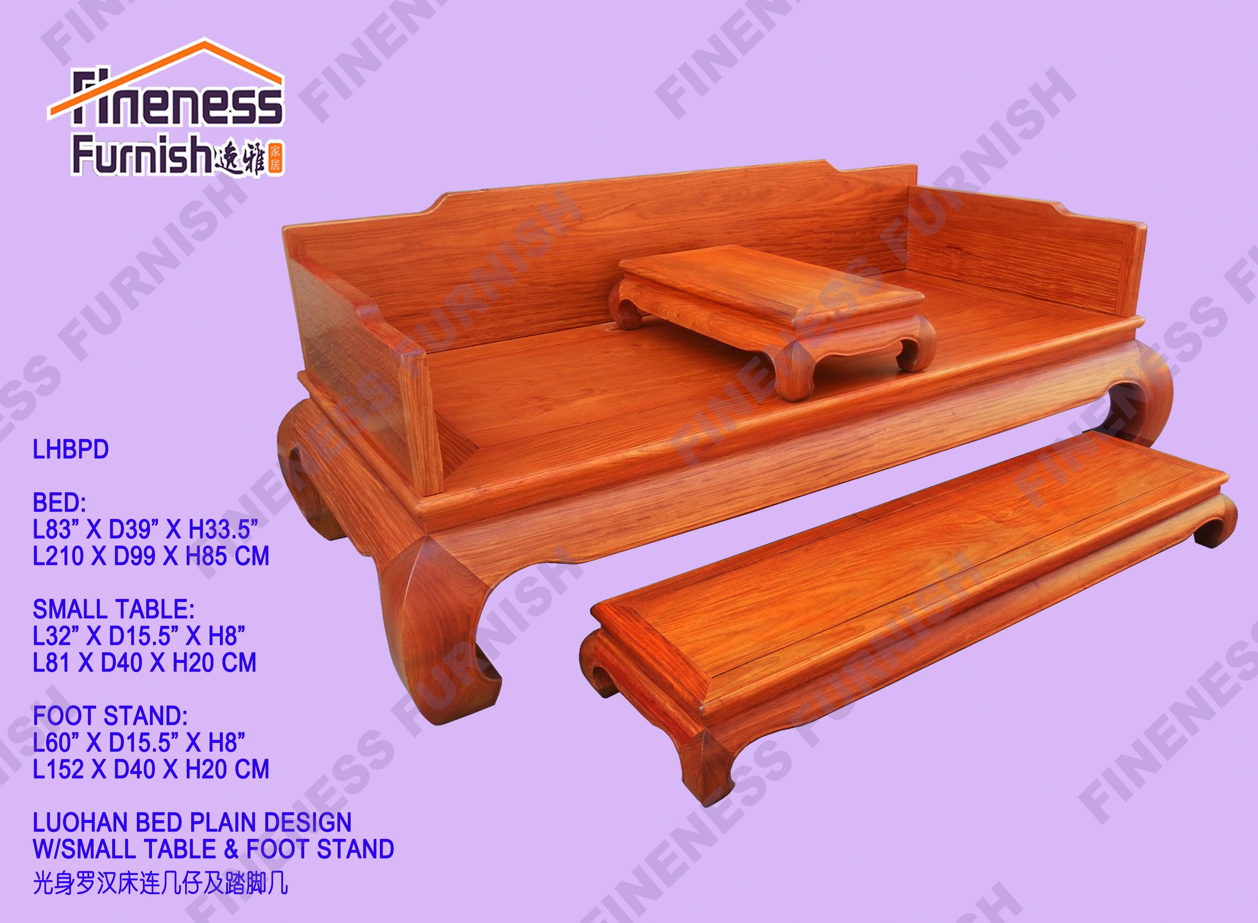 Luohon Bed Plain Design W/Small Table & Foot Stand 