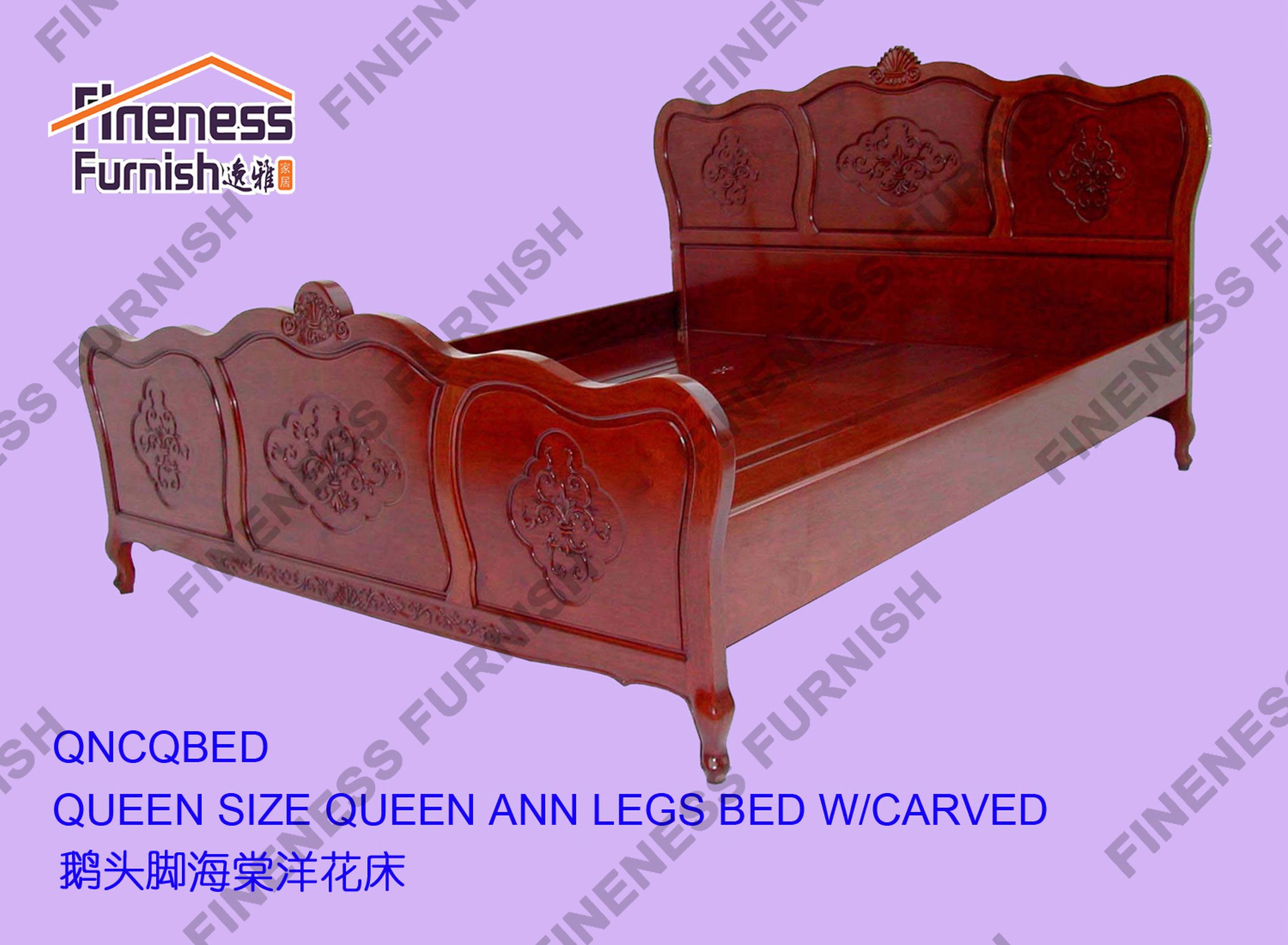 Queen Size Queen Ann Legs Bed W/Carved