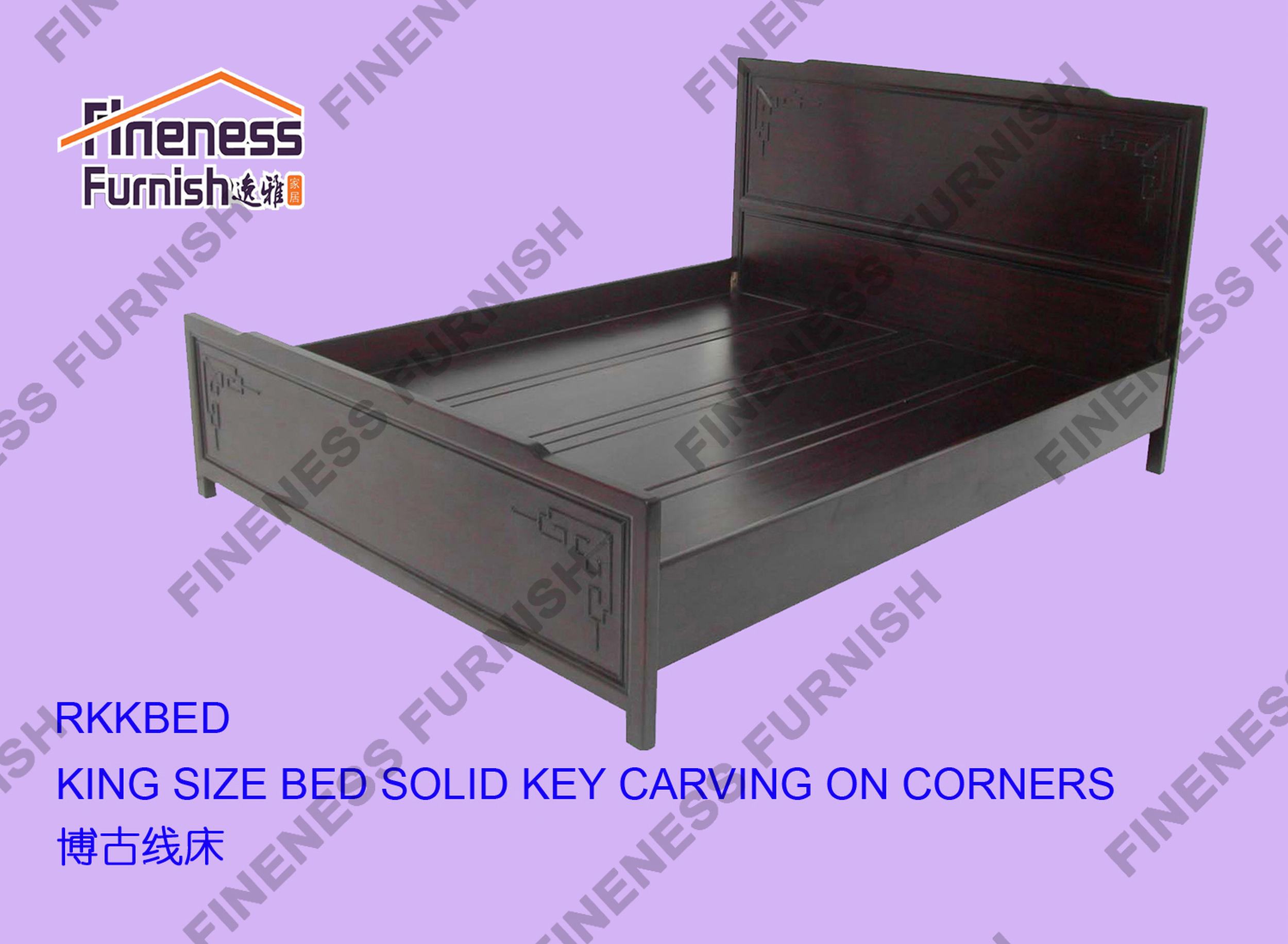 King Size Bed Solid Key Carving On Corners
