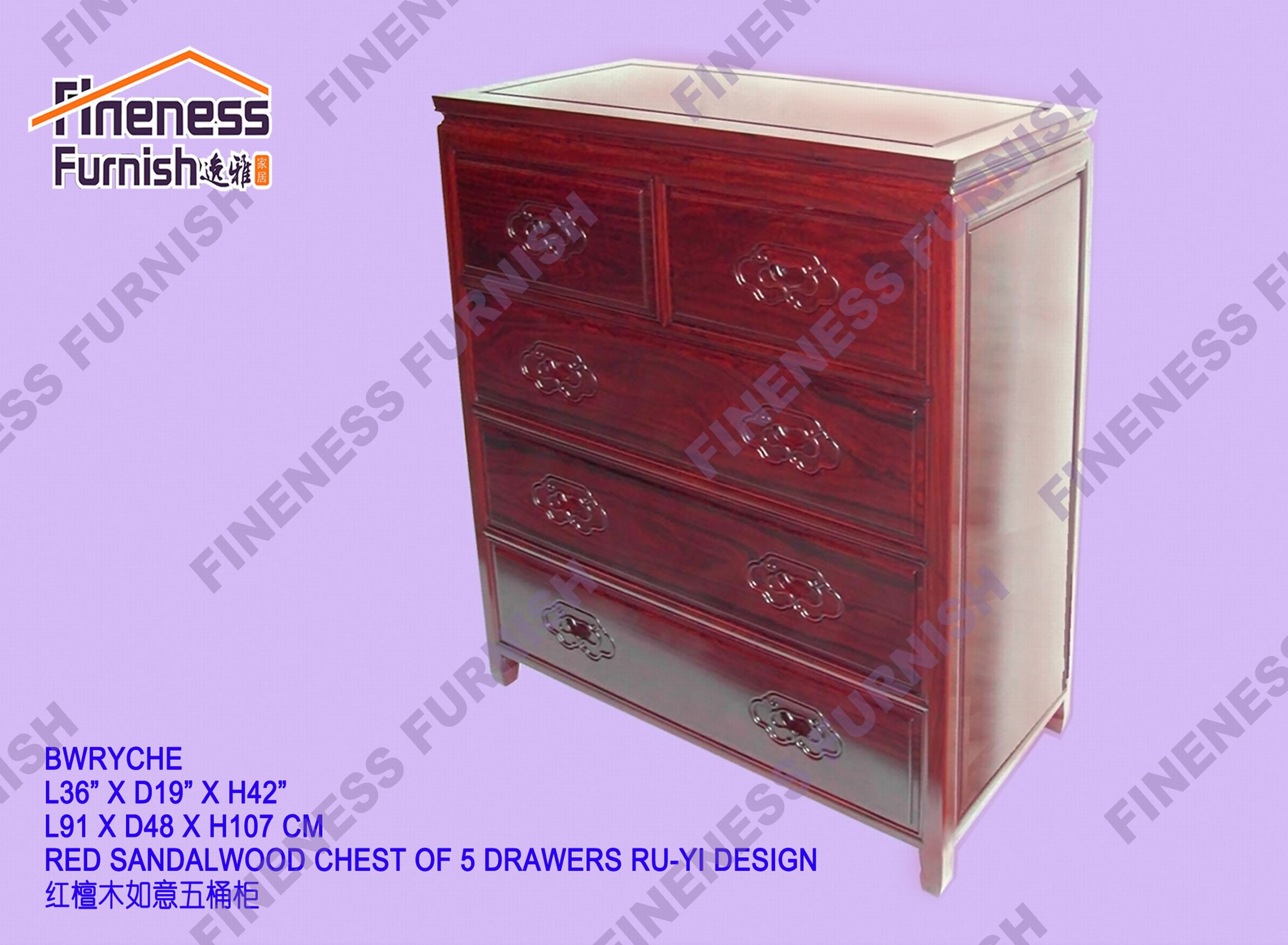 Red Sandalwood Chest Of 5 Drasers RU-YI Design