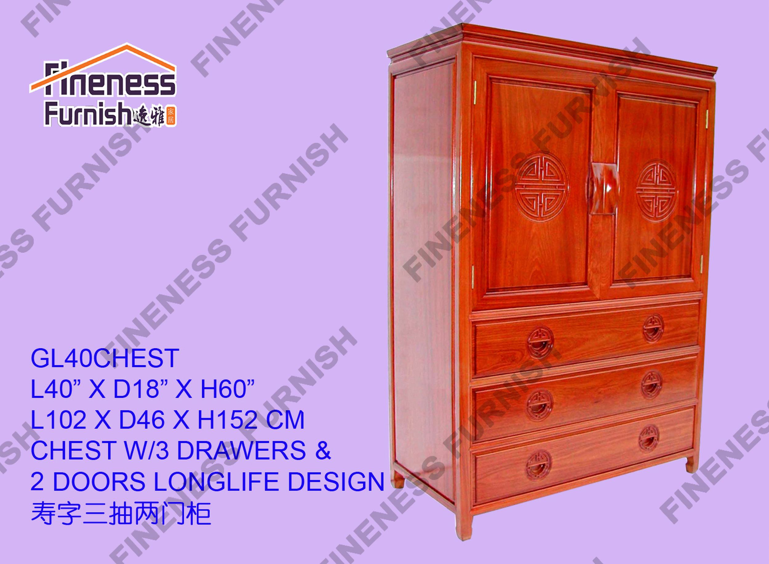 Chest W/3 Drawers & 2 Doors Longlife Design