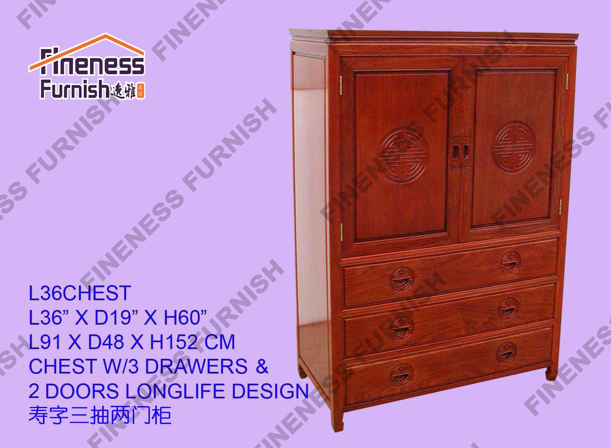 Chest W/3 Drawers & 2 Doors Longlife Design