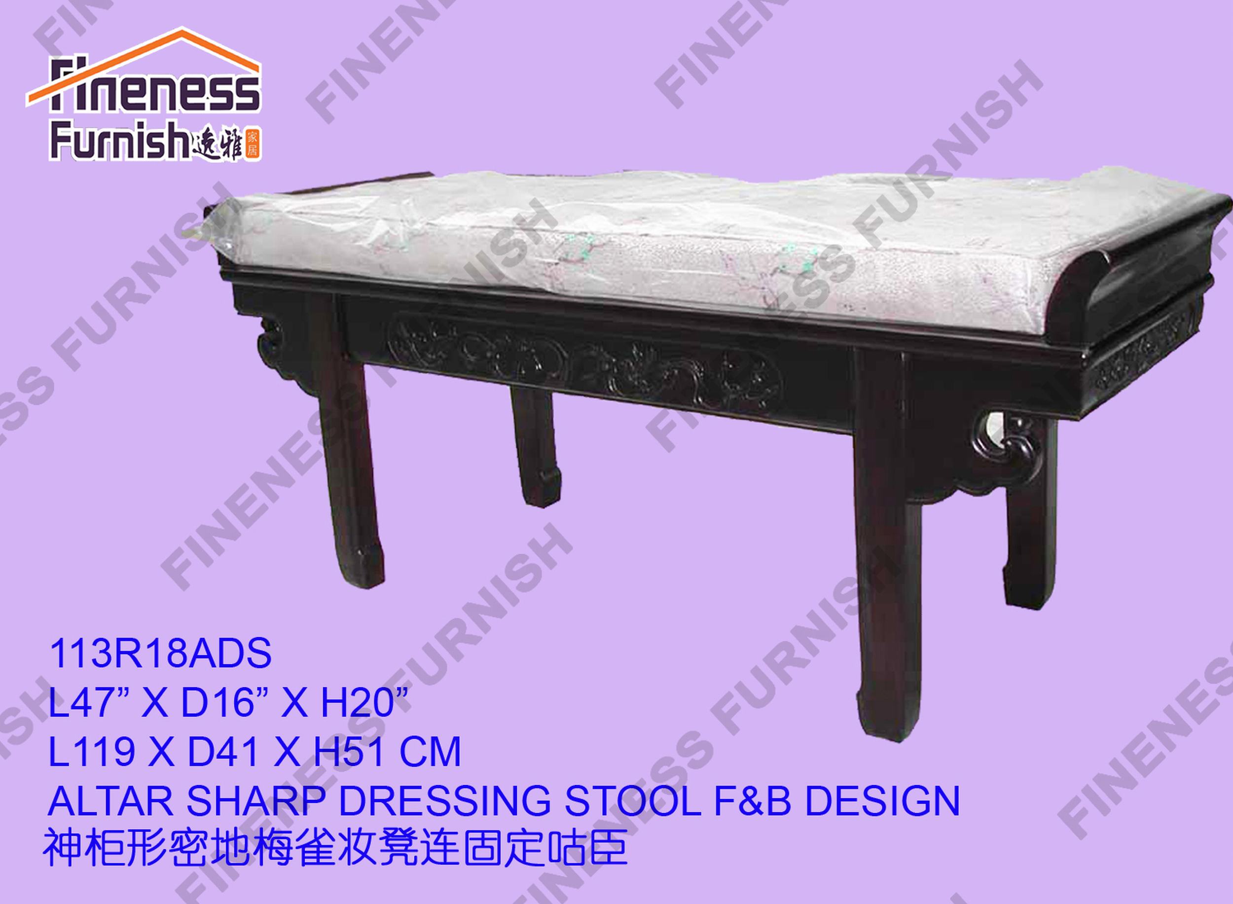 Altar Shape Dressing Stool F&B Design W/Fixed Cushion