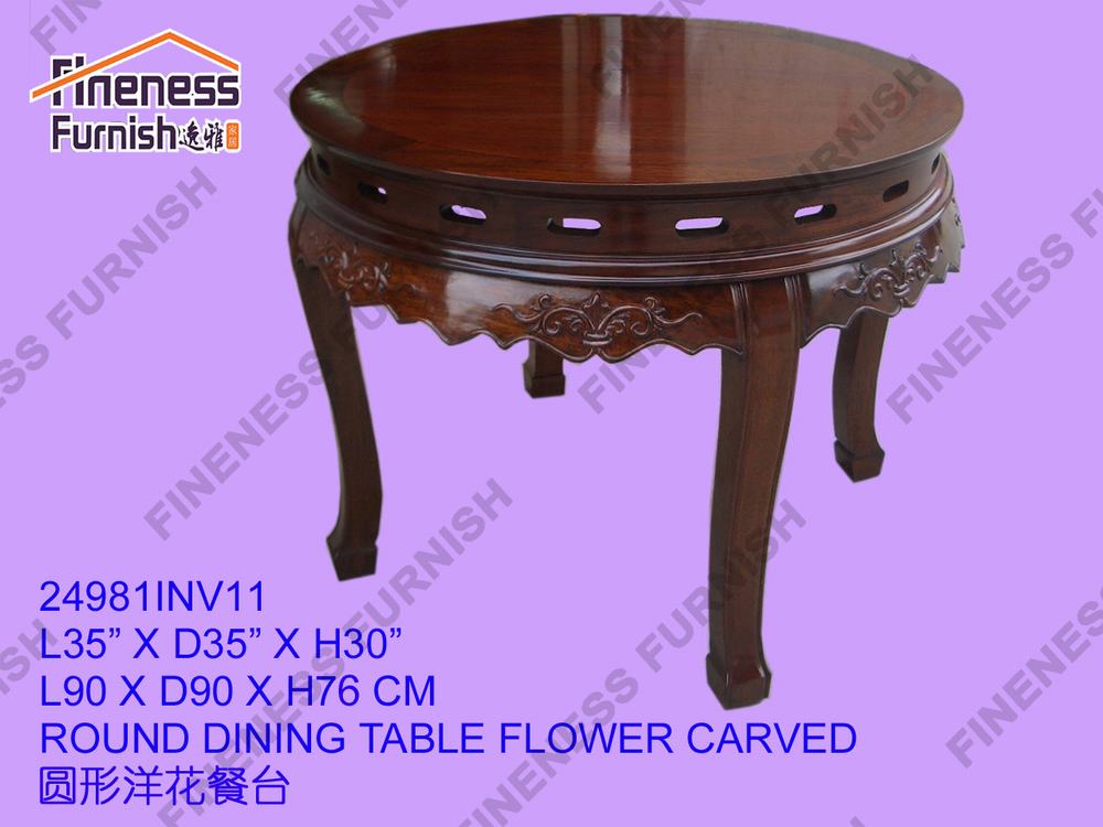 Round Dining Table Flower Carved