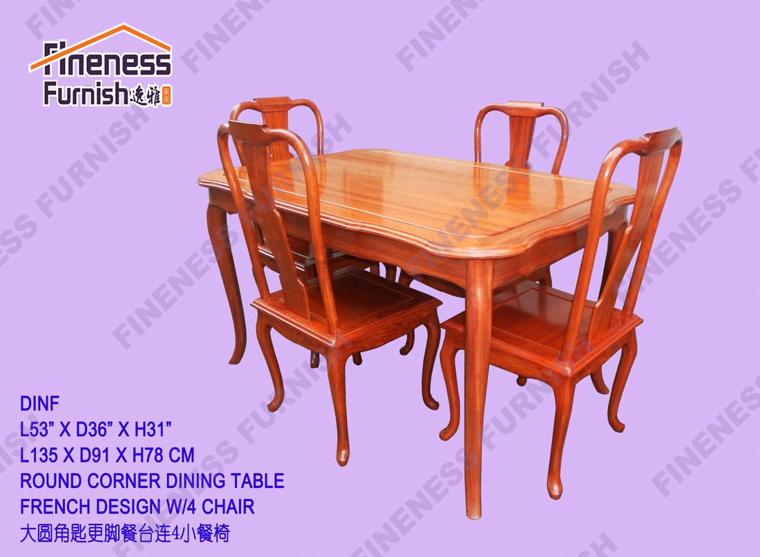 Round Corner Dining Table French Design W/4 Chair