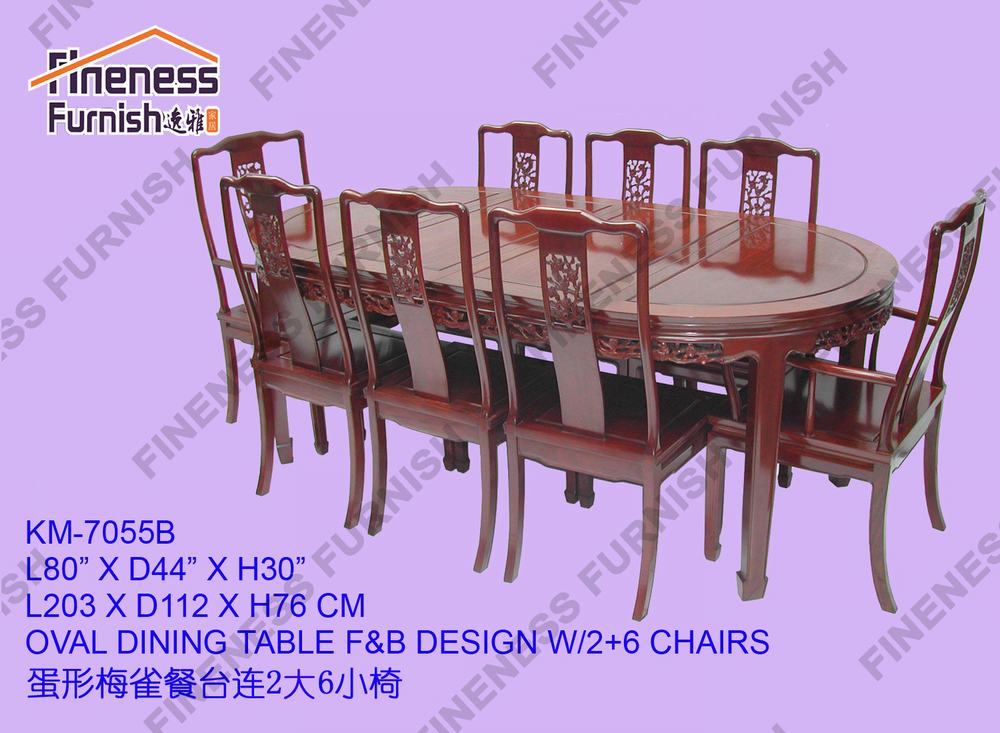 Oval Dining Table F&B Design W/2+6 Chairs 