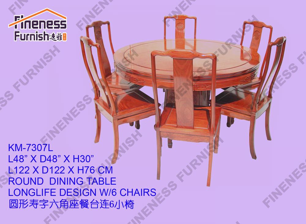 Round Dining Table Longlife Design W//6 Chairs 