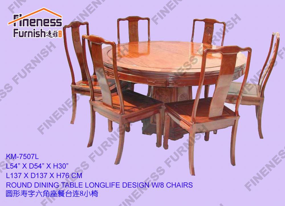 Round Dining Table Longlife Design W/8 Chairs