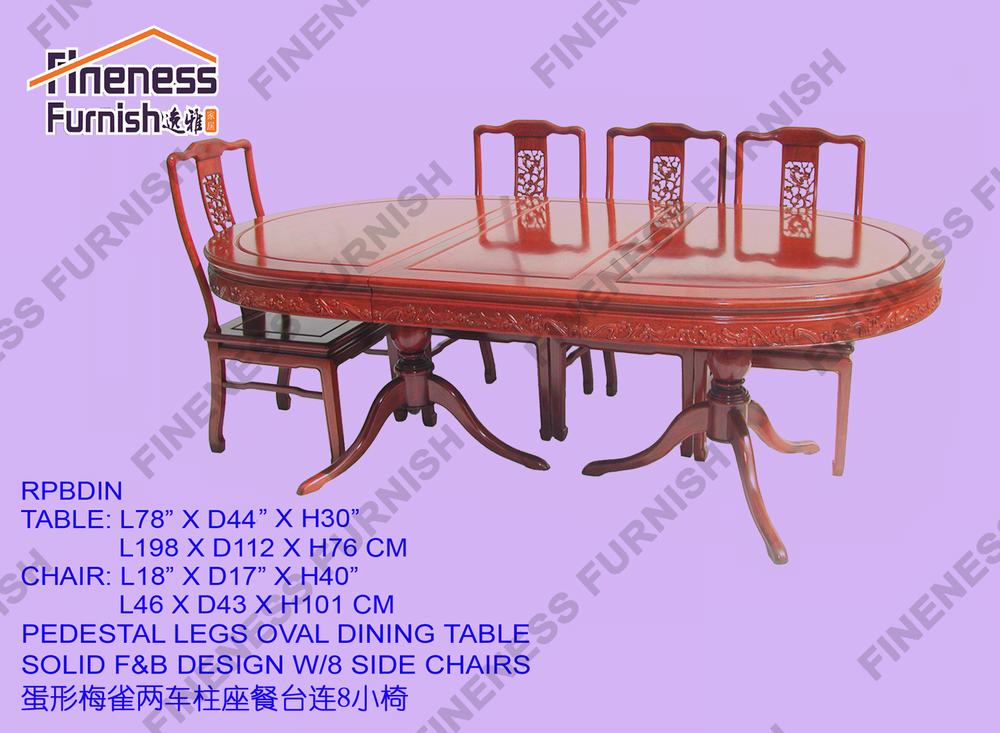 Pedestal Leg Oval Dining Table Solid F&B Design W/8 Side Chairs