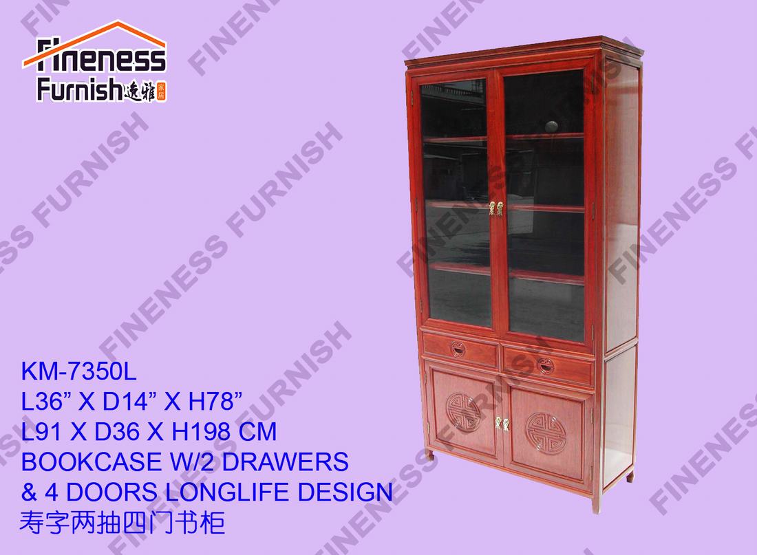 Bookcase W/2 Drawers & 4 Doors