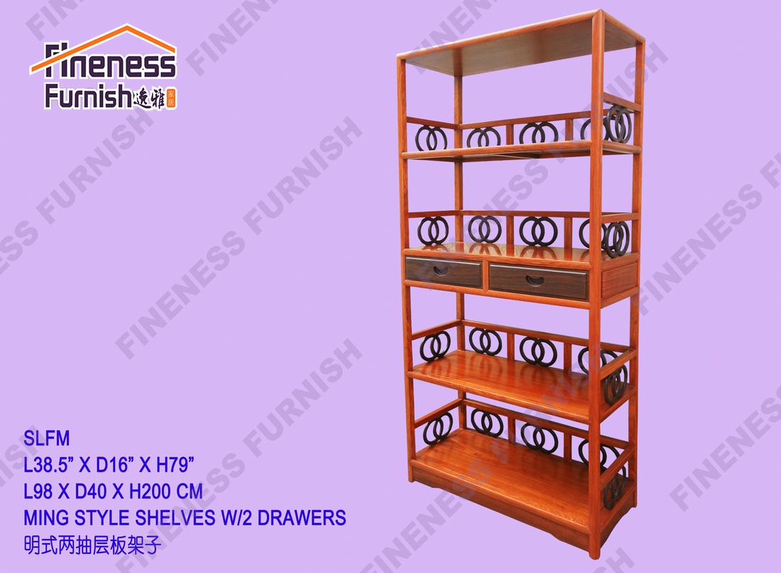Ming Style Shelves W/2 Drawers