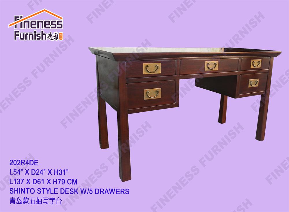 Shinto Style Desk W/5 Drawers