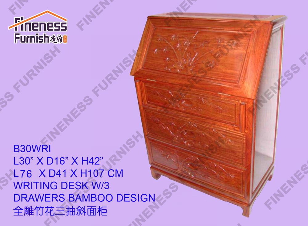 Writing Desk W/3 Drawers Bamboo Design