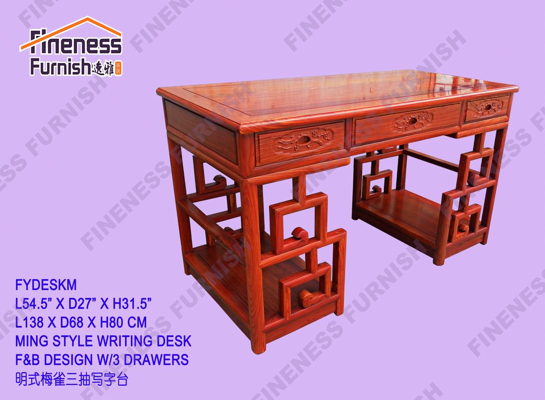 Ming Style Writing Desk F&B Design W/3 Drawers