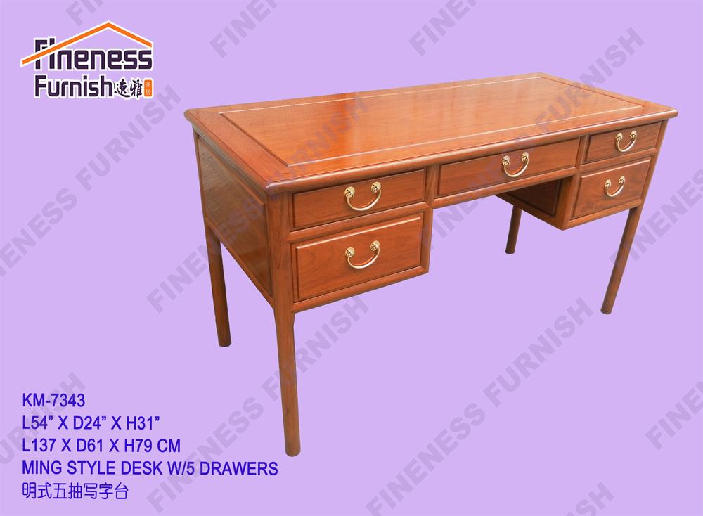 Ming Style Desk W/5 Drawers