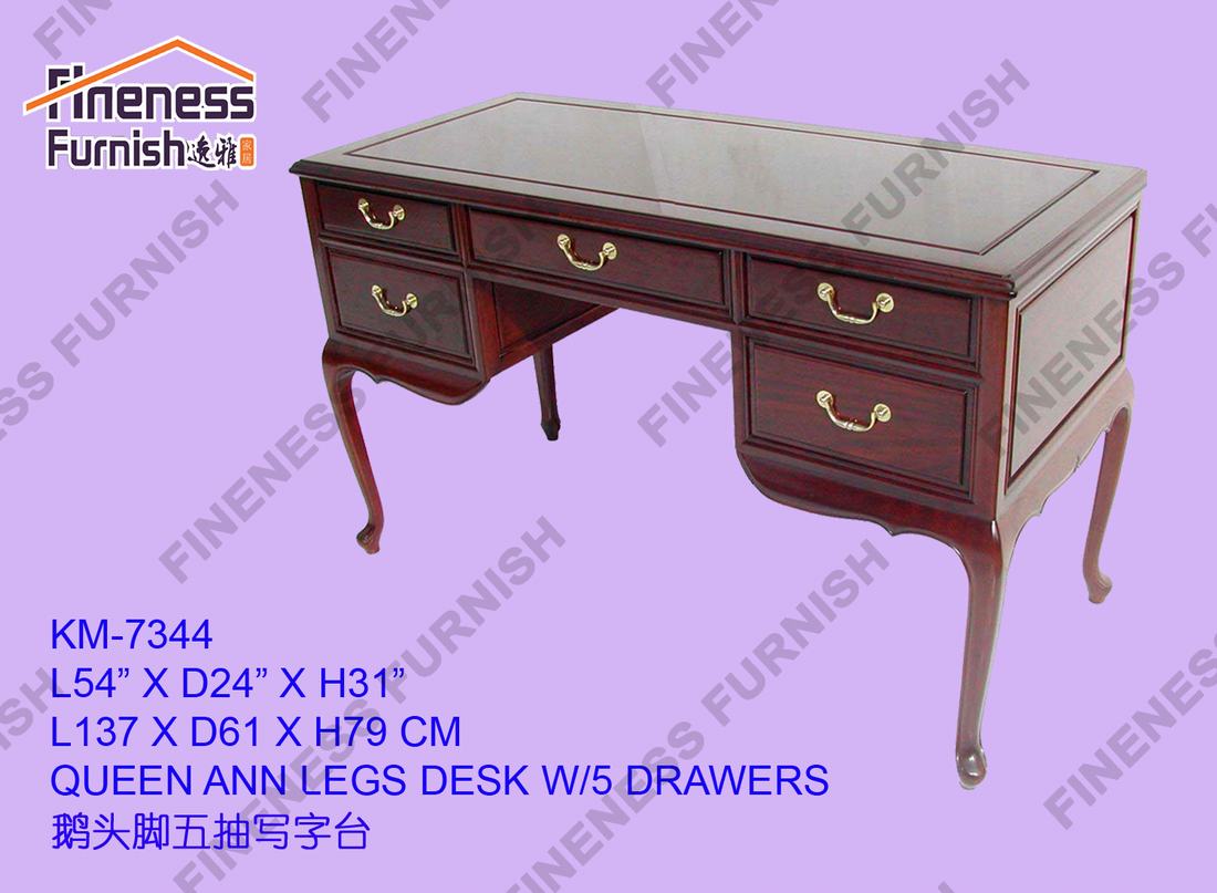 Queen Ann Legs Desk W/5 Drawers 